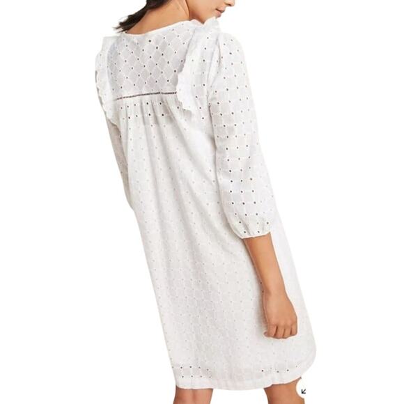 Anthropologie White Eyelet Thames Mini Dress Size 8 - Picture 2 of 7